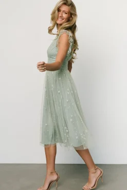 Baltic Born COMING SOON|Chiara Shimmer Midi Dress | Sage + Silver