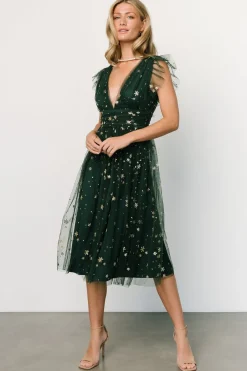 Baltic Born COMING SOON|Chiara Shimmer Midi Dress | Green + Gold