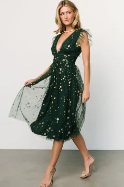 Baltic Born COMING SOON|Chiara Shimmer Midi Dress | Green + Gold