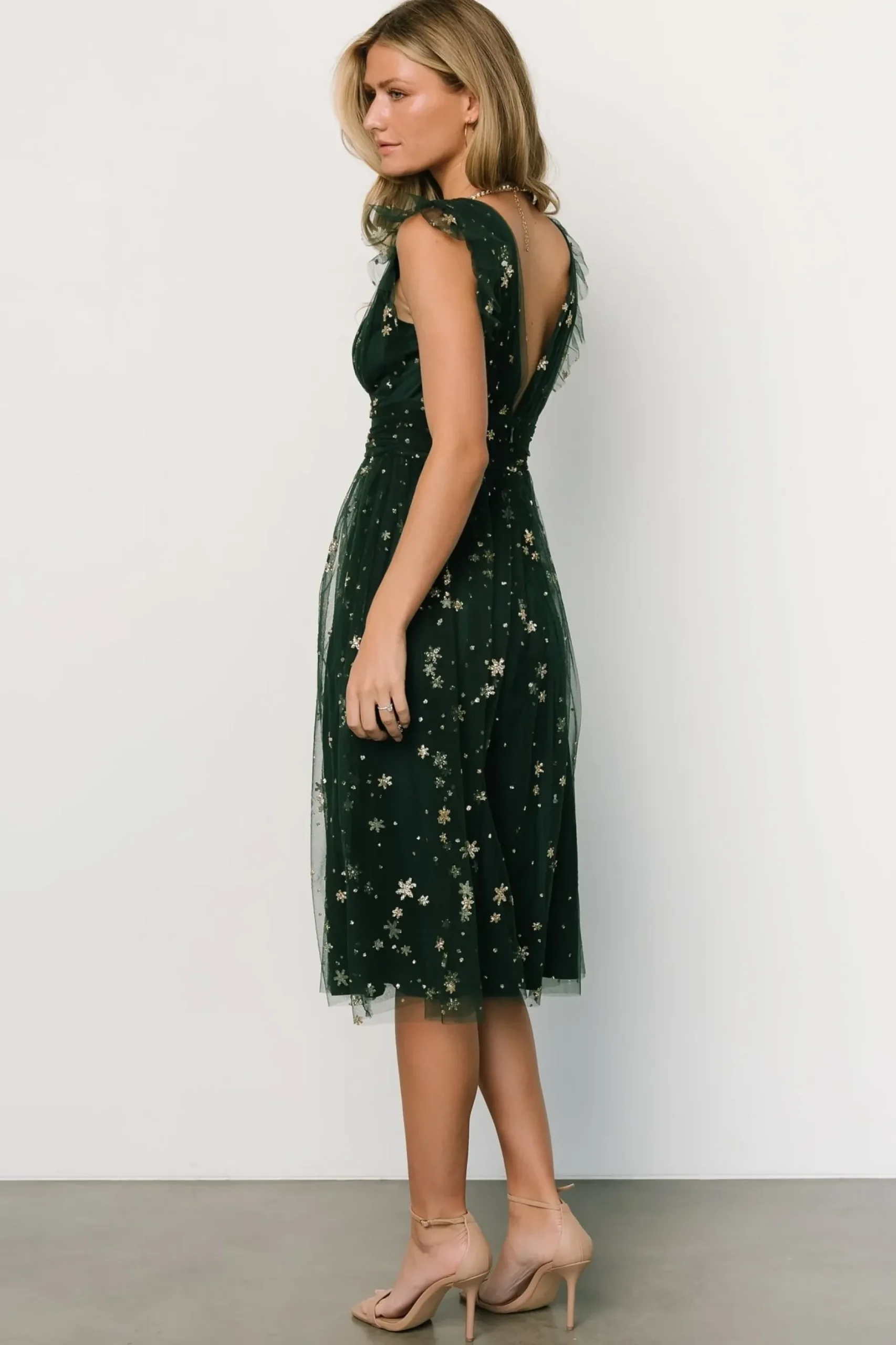 Baltic Born COMING SOON|Chiara Shimmer Midi Dress | Green + Gold