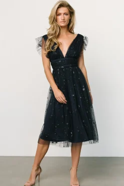 Baltic Born COMING SOON|Chiara Shimmer Midi Dress | Navy