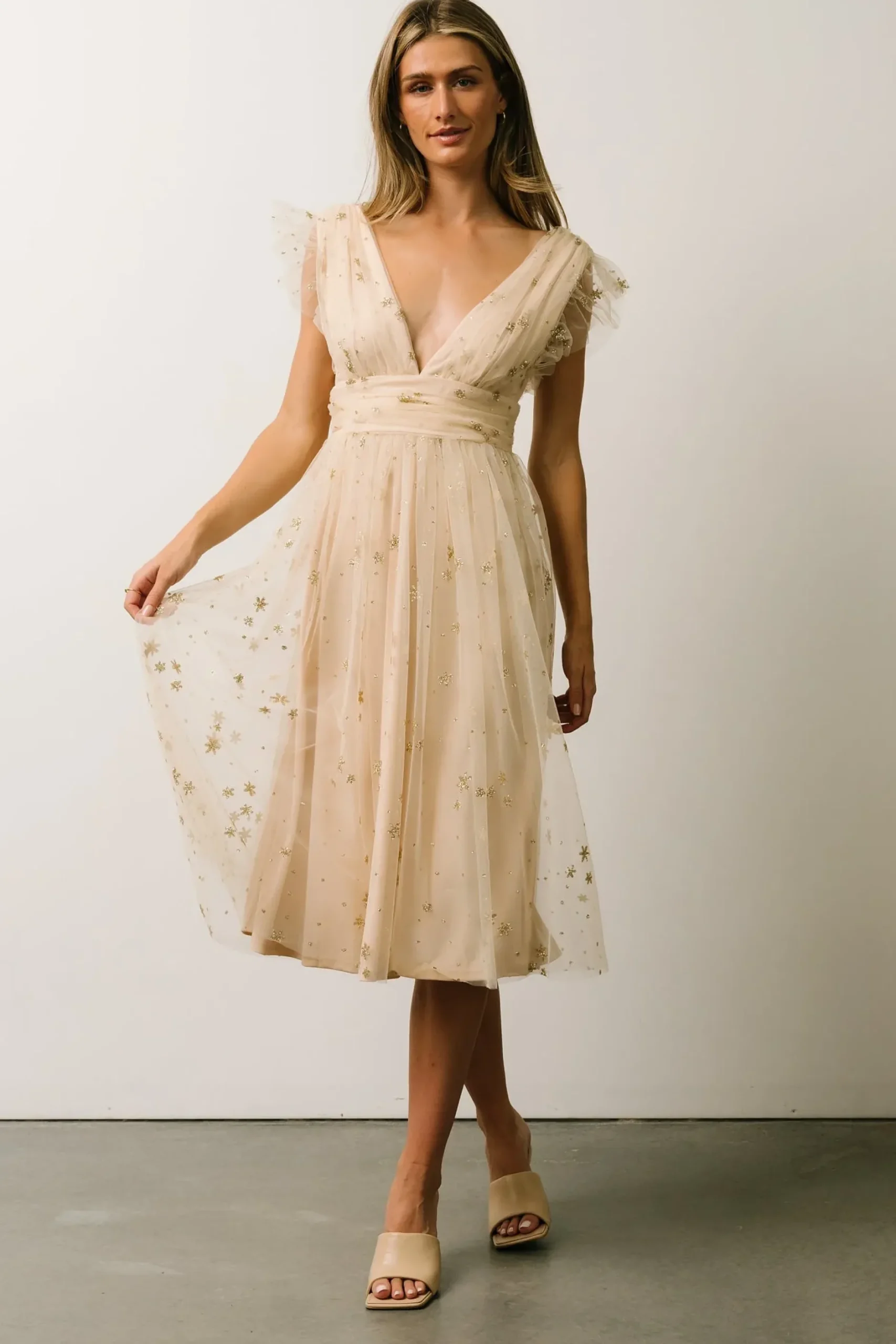 Baltic Born COMING SOON|Chiara Shimmer Midi Dress | Gold