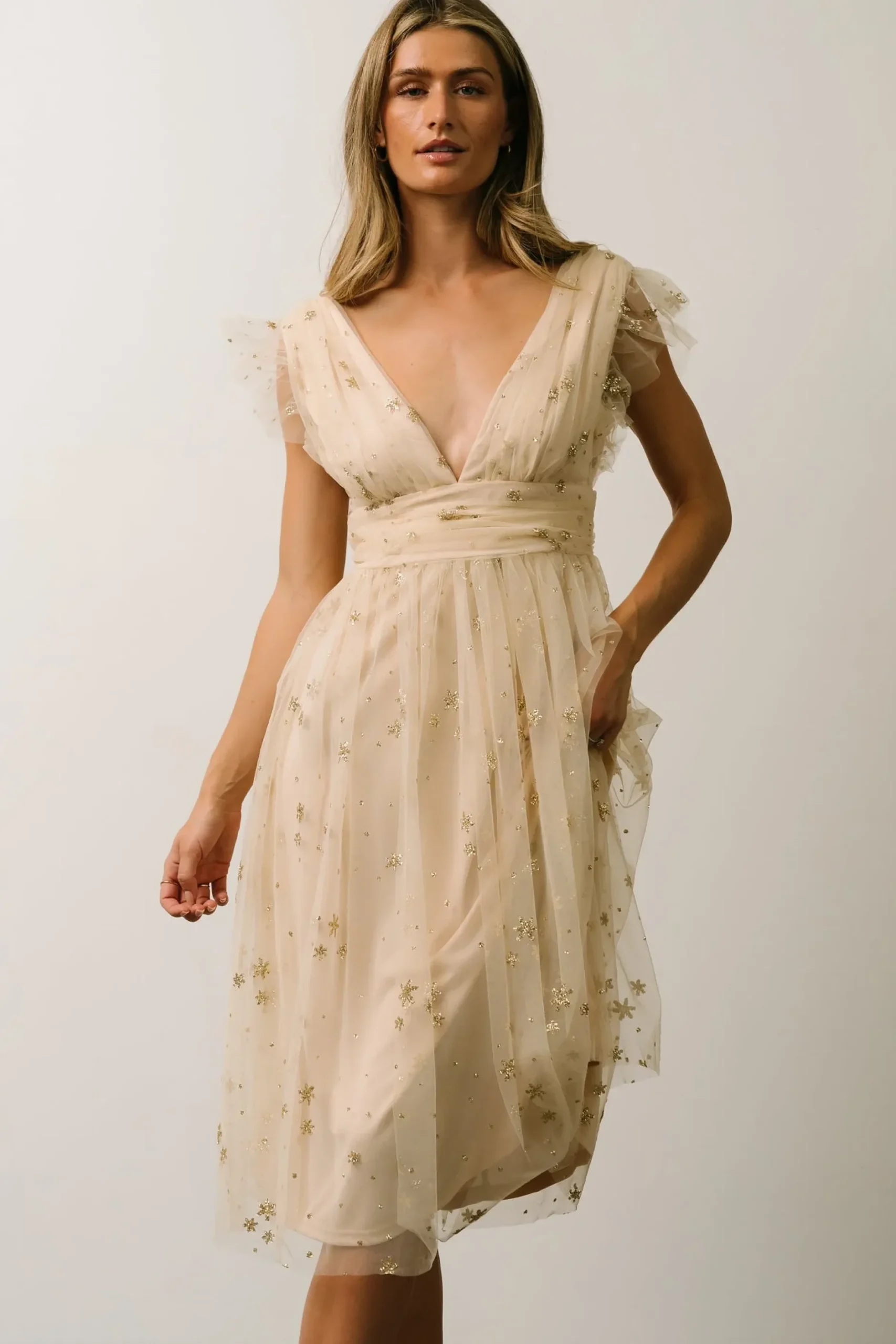 Baltic Born COMING SOON|Chiara Shimmer Midi Dress | Gold