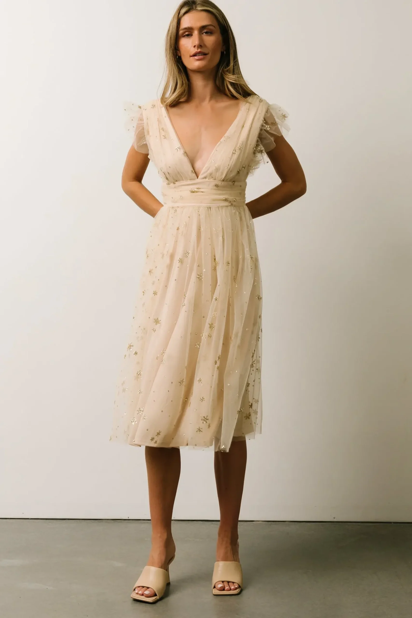 Baltic Born COMING SOON|Chiara Shimmer Midi Dress | Gold