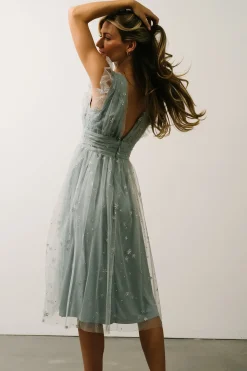 Baltic Born COMING SOON|Chiara Shimmer Midi Dress | Dusty Blue + Silver