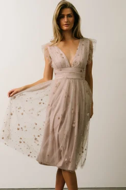 Baltic Born COMING SOON|Chiara Shimmer Midi Dress | Dusty Lilac