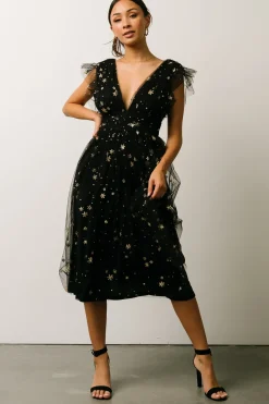 Baltic Born COMING SOON|Chiara Shimmer Midi Dress | Black + Gold