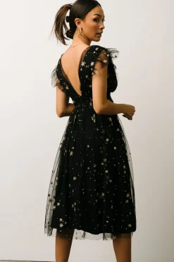 Baltic Born COMING SOON|Chiara Shimmer Midi Dress | Black + Gold