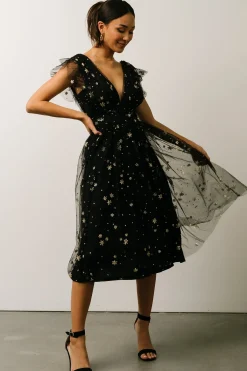 Baltic Born COMING SOON|Chiara Shimmer Midi Dress | Black + Gold