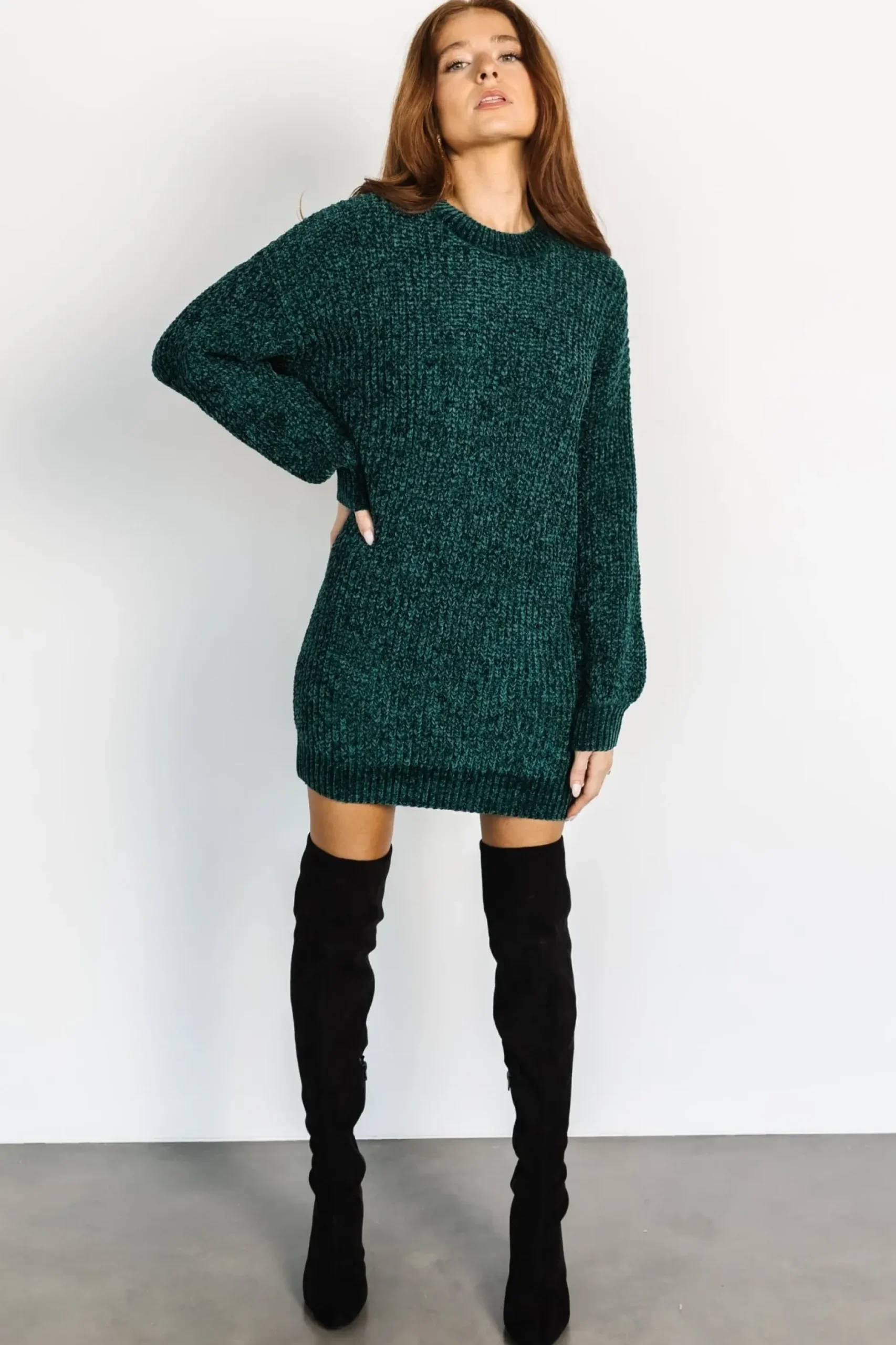 Baltic Born TOPS|short dresses|Christa Sweater Dress | Emerald
