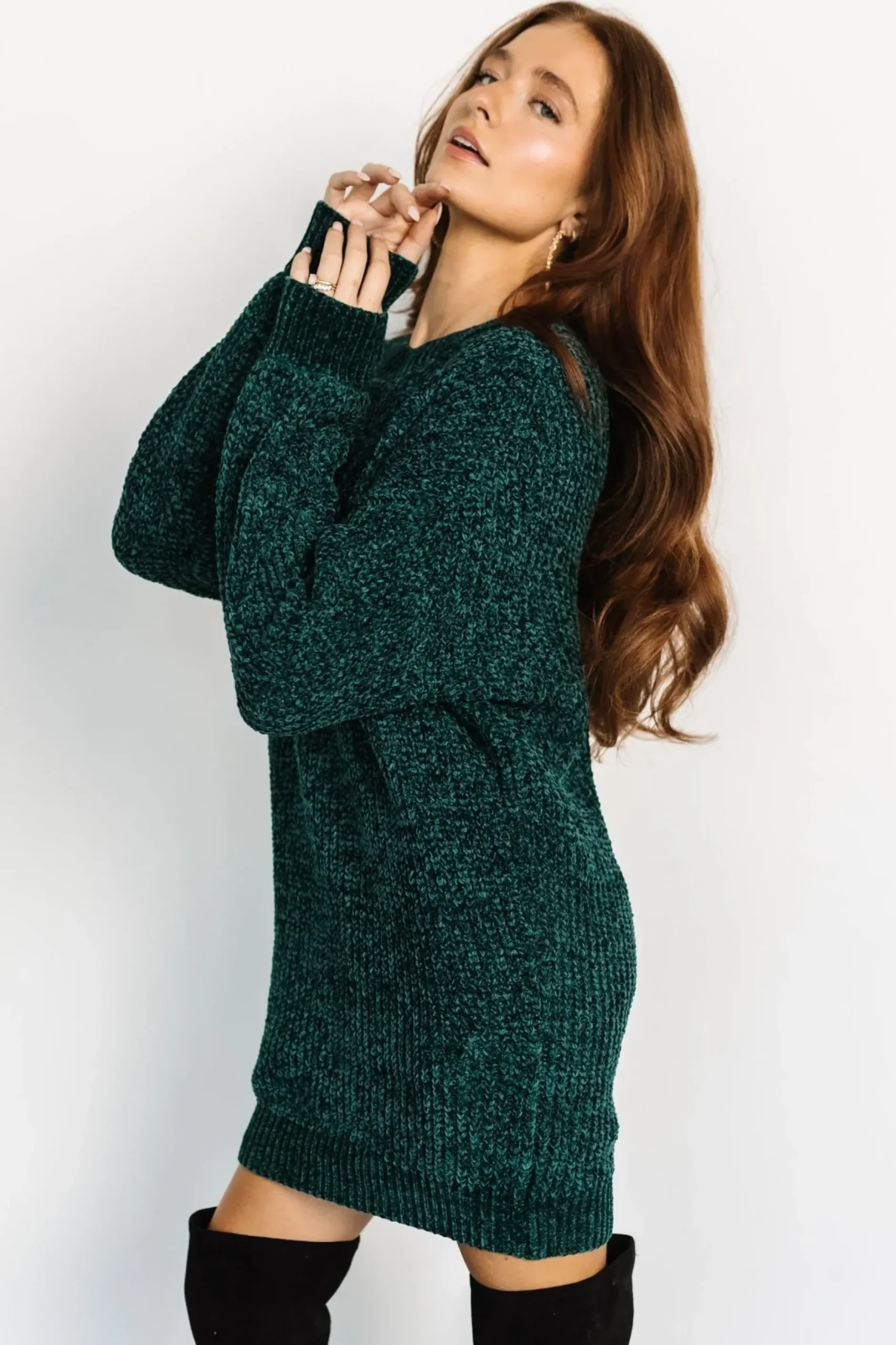 Baltic Born TOPS|short dresses|Christa Sweater Dress | Emerald