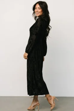 Baltic Born midi dresses|WEDDING SUITE|Christine Velvet Embossed Midi Dress | Black