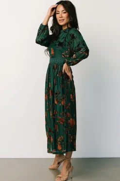 Baltic Born midi dresses|WEDDING SUITE|Christine Velvet Embossed Midi Dress | Jade