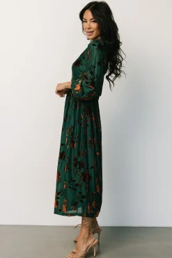 Baltic Born midi dresses|WEDDING SUITE|Christine Velvet Embossed Midi Dress | Jade