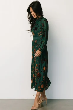 Baltic Born midi dresses|WEDDING SUITE|Christine Velvet Embossed Midi Dress | Jade