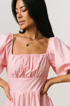 Baltic Born midi dresses|Cindy Puff Sleeve Tiered Dress | Pink