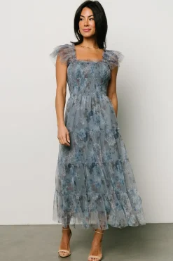 Baltic Born COMING SOON|Clementine Tulle Midi Dress | Dusty Blue Floral