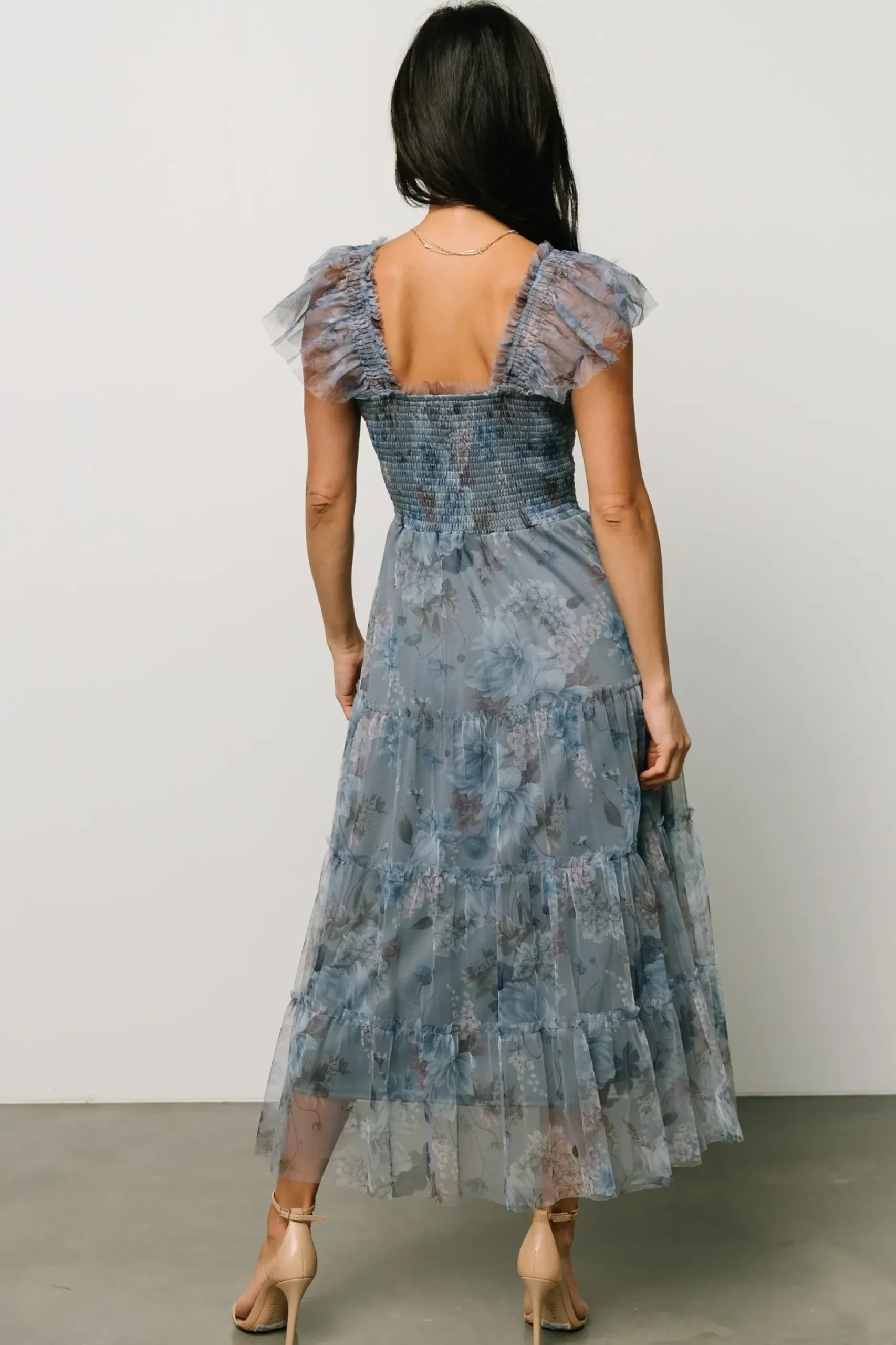 Baltic Born COMING SOON|Clementine Tulle Midi Dress | Dusty Blue Floral