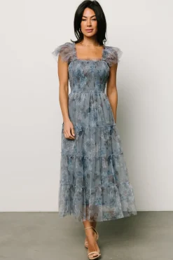 Baltic Born COMING SOON|Clementine Tulle Midi Dress | Dusty Blue Floral