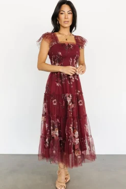 Baltic Born COMING SOON|Clementine Tulle Midi Dress | Wine Multi