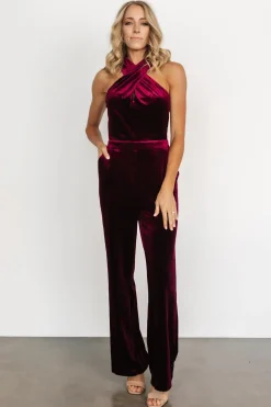 Baltic Born JUMPSUITS + ROMPERS|Cleopatra Velvet Jumpsuit | Burgundy