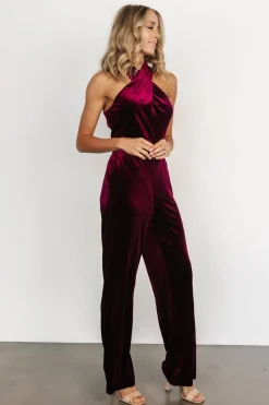 Baltic Born JUMPSUITS + ROMPERS|Cleopatra Velvet Jumpsuit | Burgundy