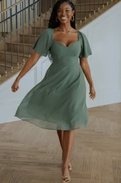 Baltic Born midi dresses|WEDDING SUITE|Colette Sweetheart Midi Dress | Dark Sage