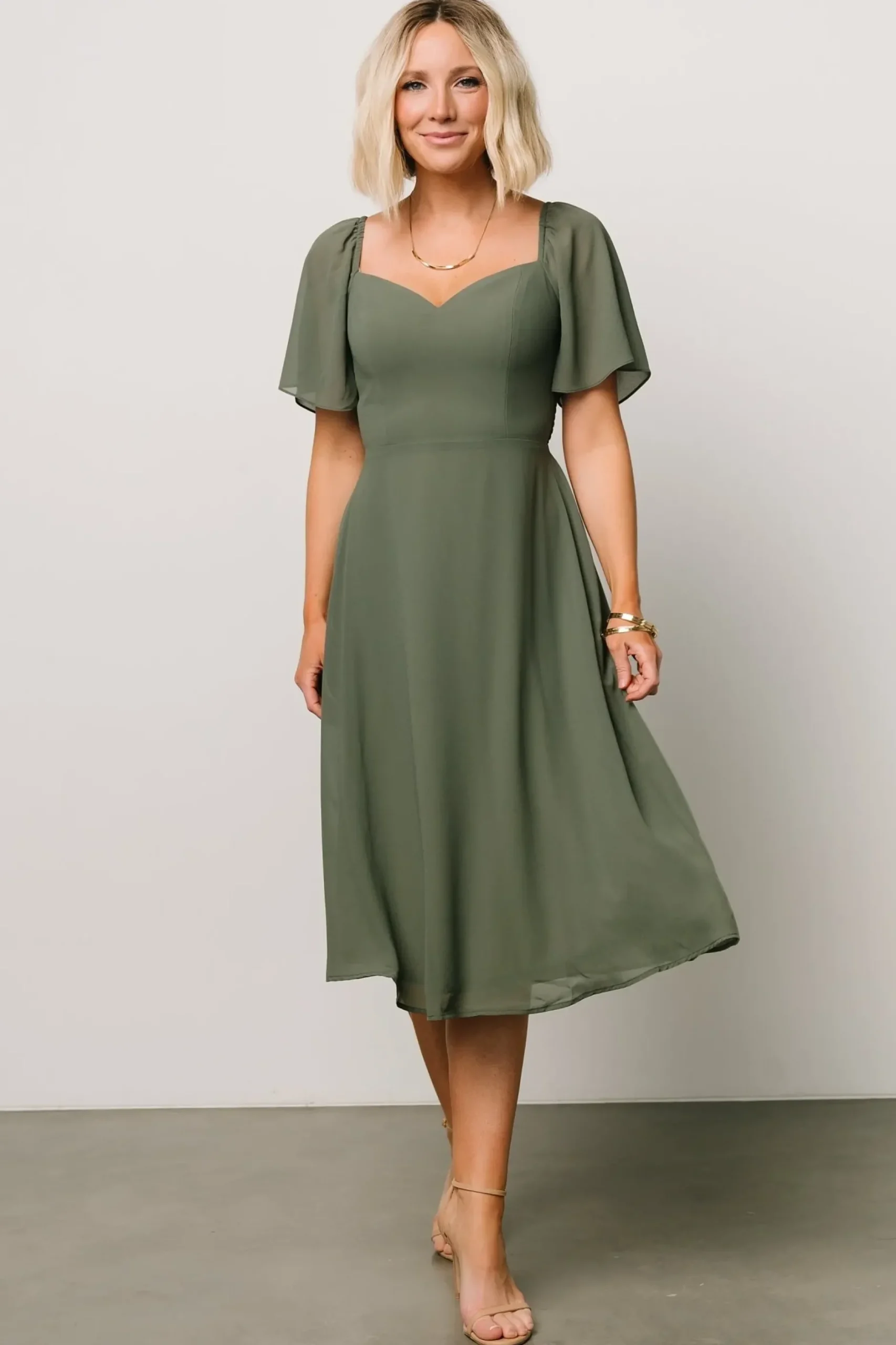 Baltic Born midi dresses|WEDDING SUITE|Colette Sweetheart Midi Dress | Dark Sage