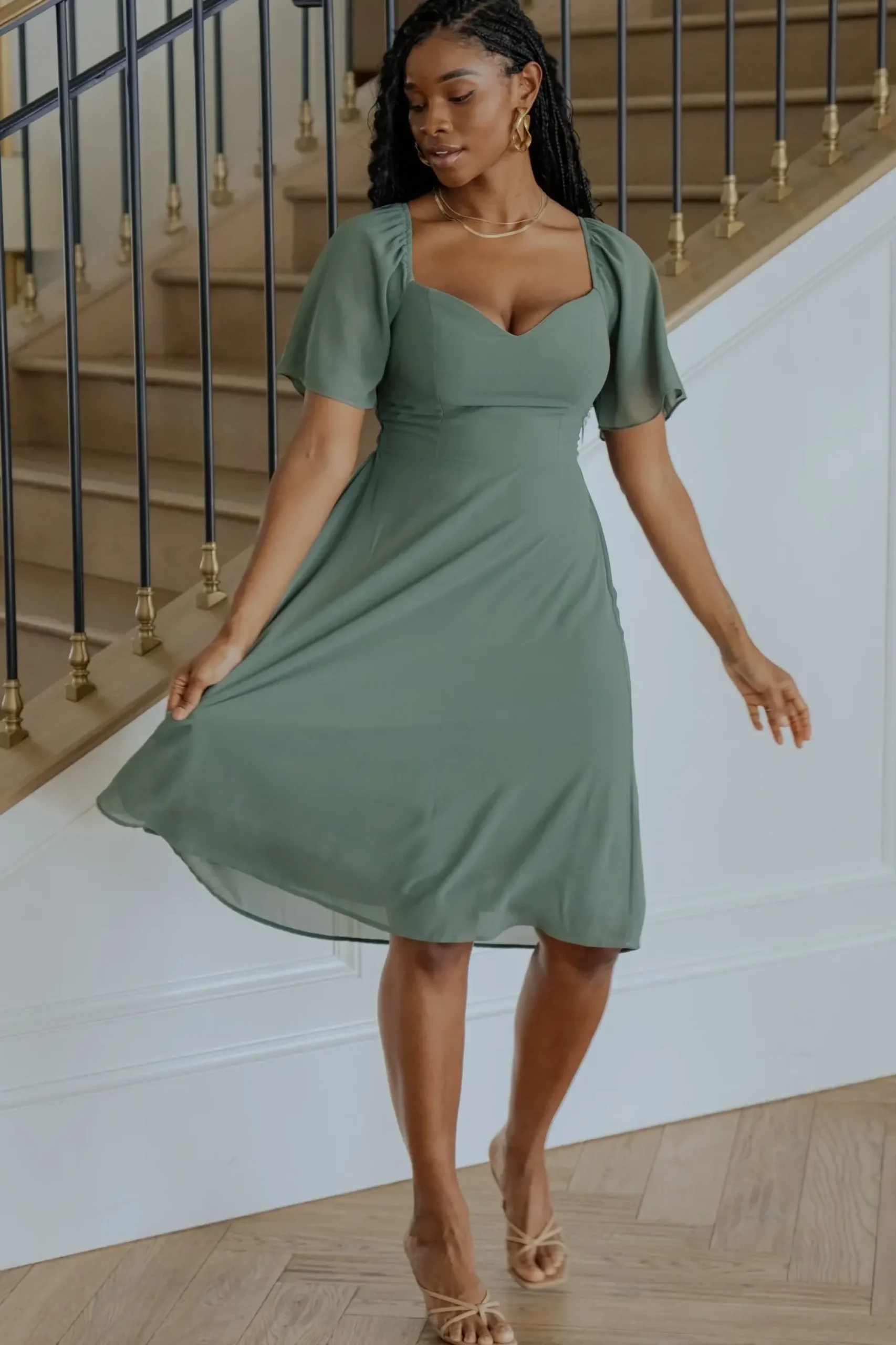 Baltic Born midi dresses|WEDDING SUITE|Colette Sweetheart Midi Dress | Dark Sage