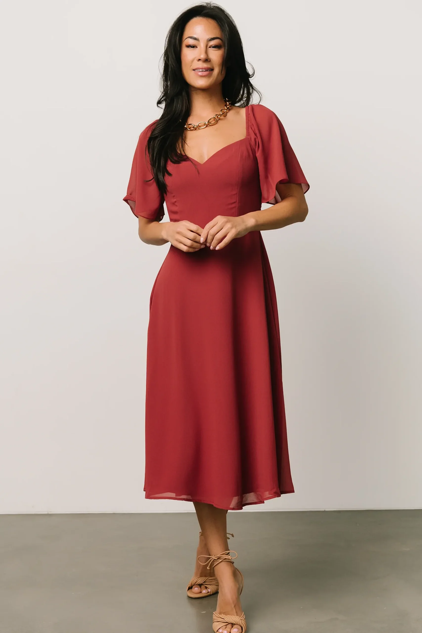 Baltic Born midi dresses|WEDDING SUITE|Colette Sweetheart Midi Dress | Terracotta