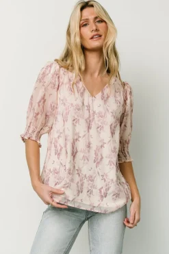 Baltic Born blouses + shirts|Cordova Top | Beige + Mauve Floral
