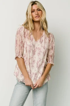 Baltic Born blouses + shirts|Cordova Top | Beige + Mauve Floral