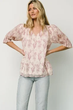 Baltic Born blouses + shirts|Cordova Top | Beige + Mauve Floral