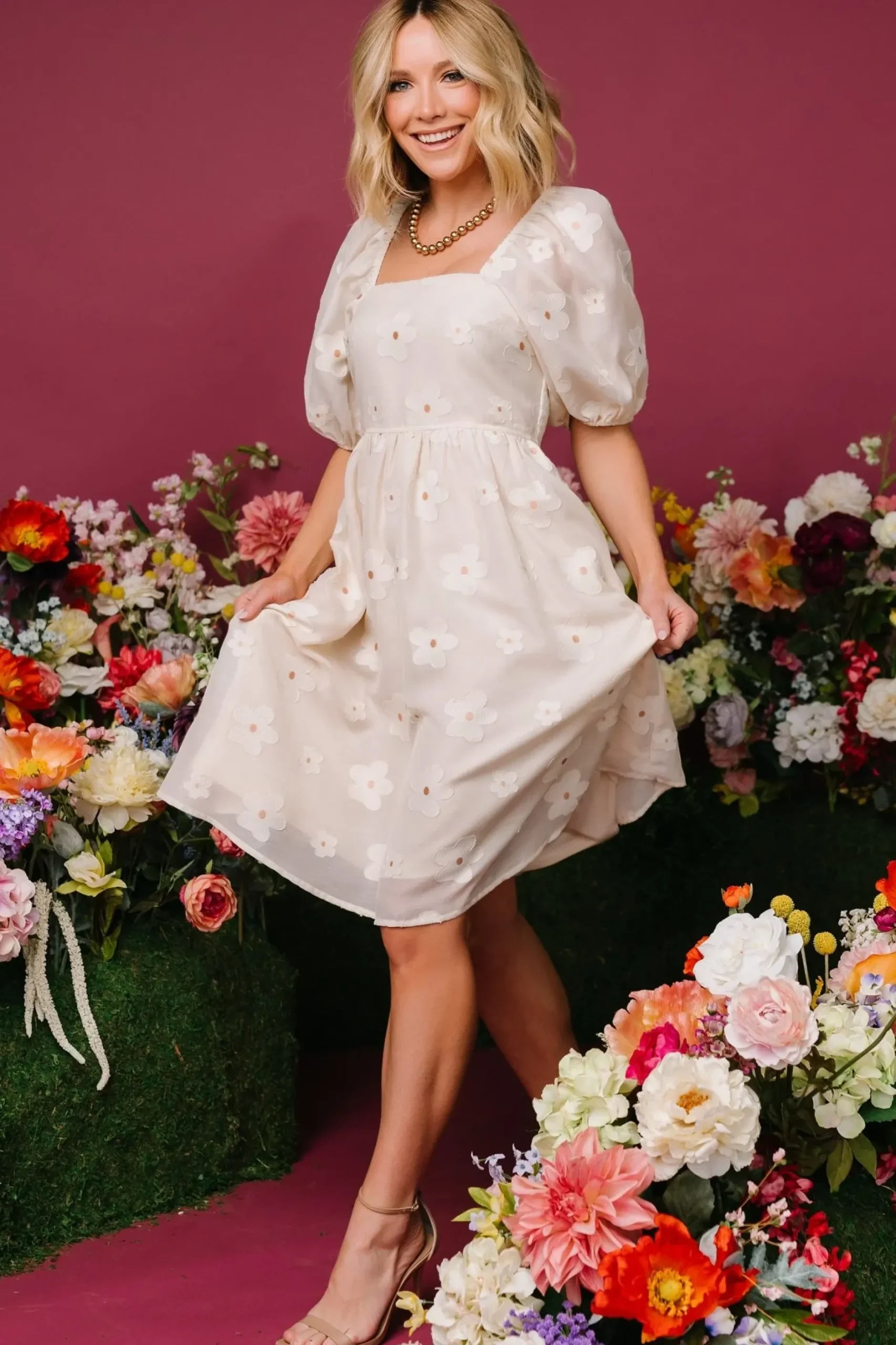 Baltic Born short dresses|Daisy Short Dress | Vintage Cream Floral