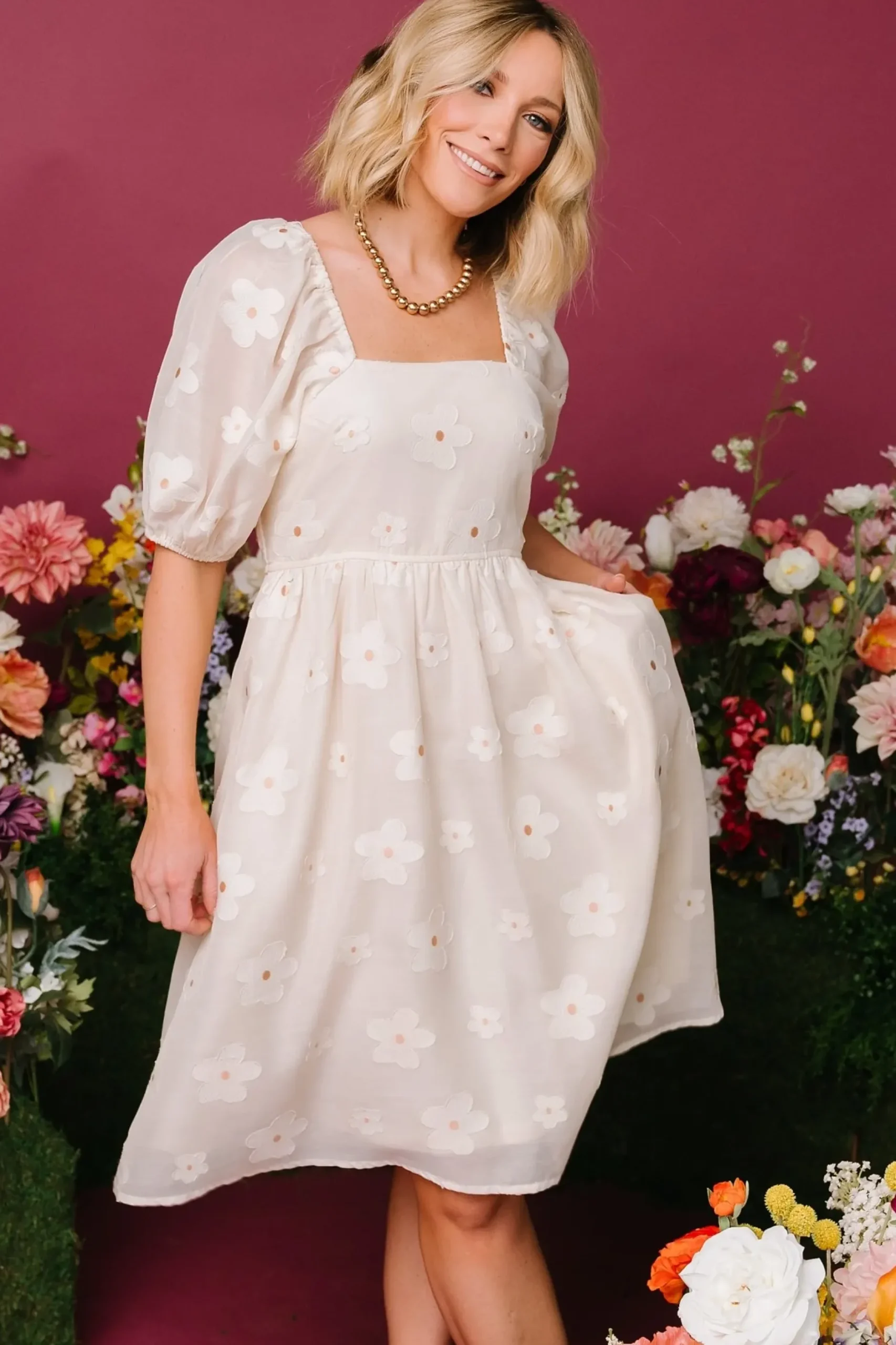 Baltic Born short dresses|Daisy Short Dress | Vintage Cream Floral