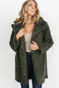 Baltic Born outerwear|Damien Sherpa Coat | Dark Green