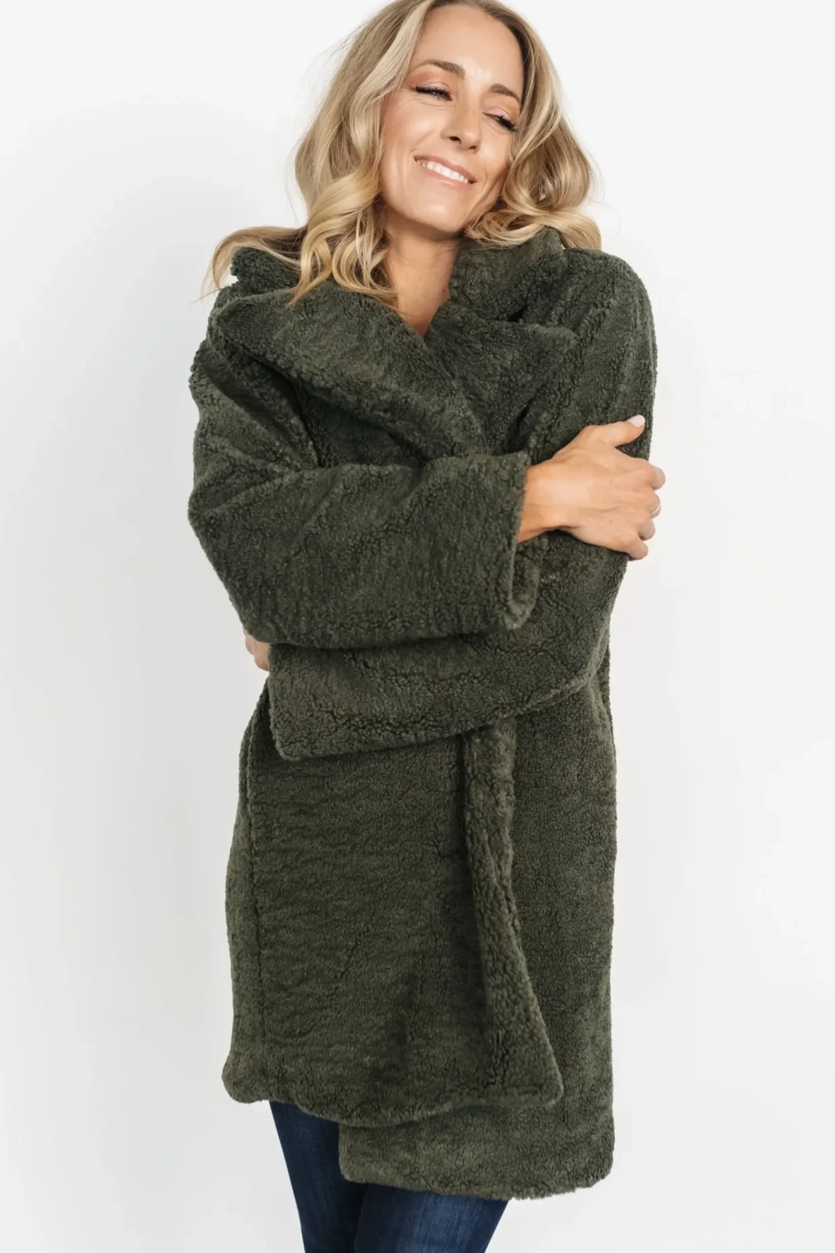 Baltic Born outerwear|Damien Sherpa Coat | Dark Green