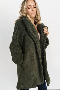 Baltic Born outerwear|Damien Sherpa Coat | Dark Green