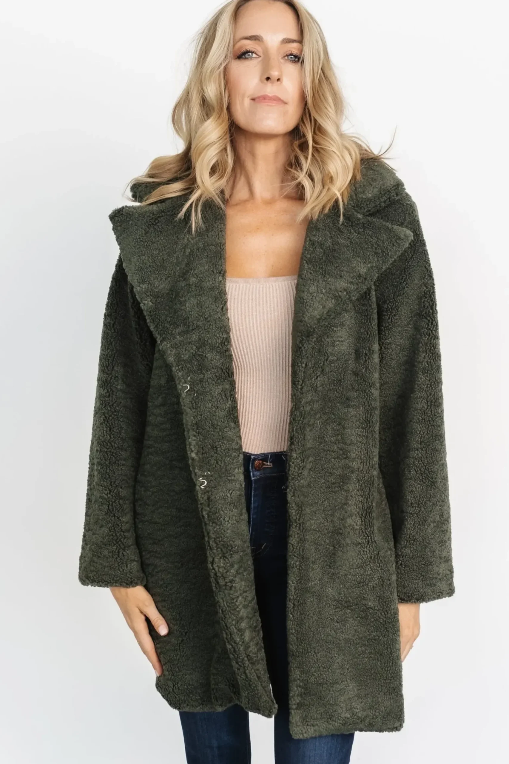 Baltic Born outerwear|Damien Sherpa Coat | Dark Green
