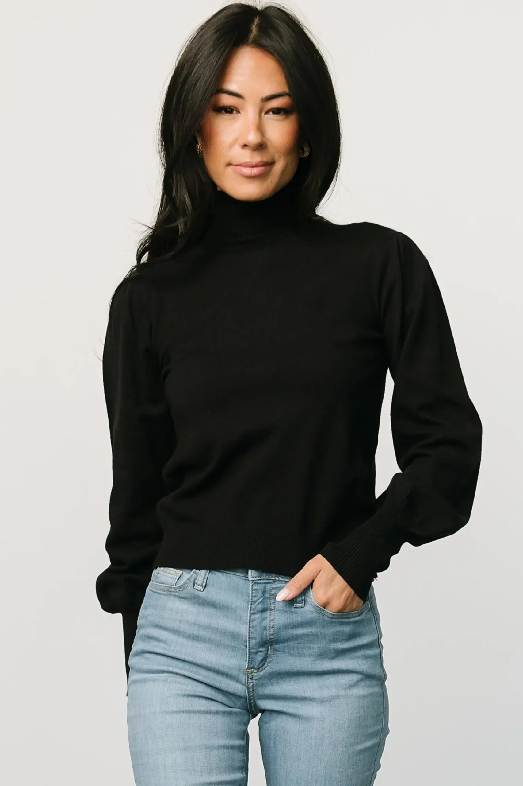 Baltic Born blouses + shirts|WINTER ESSENTIALS|Danica Turtleneck Knit Top | Black