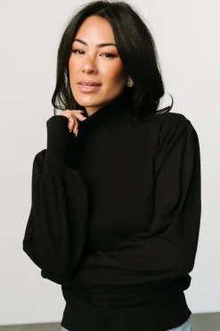 Baltic Born blouses + shirts|WINTER ESSENTIALS|Danica Turtleneck Knit Top | Black