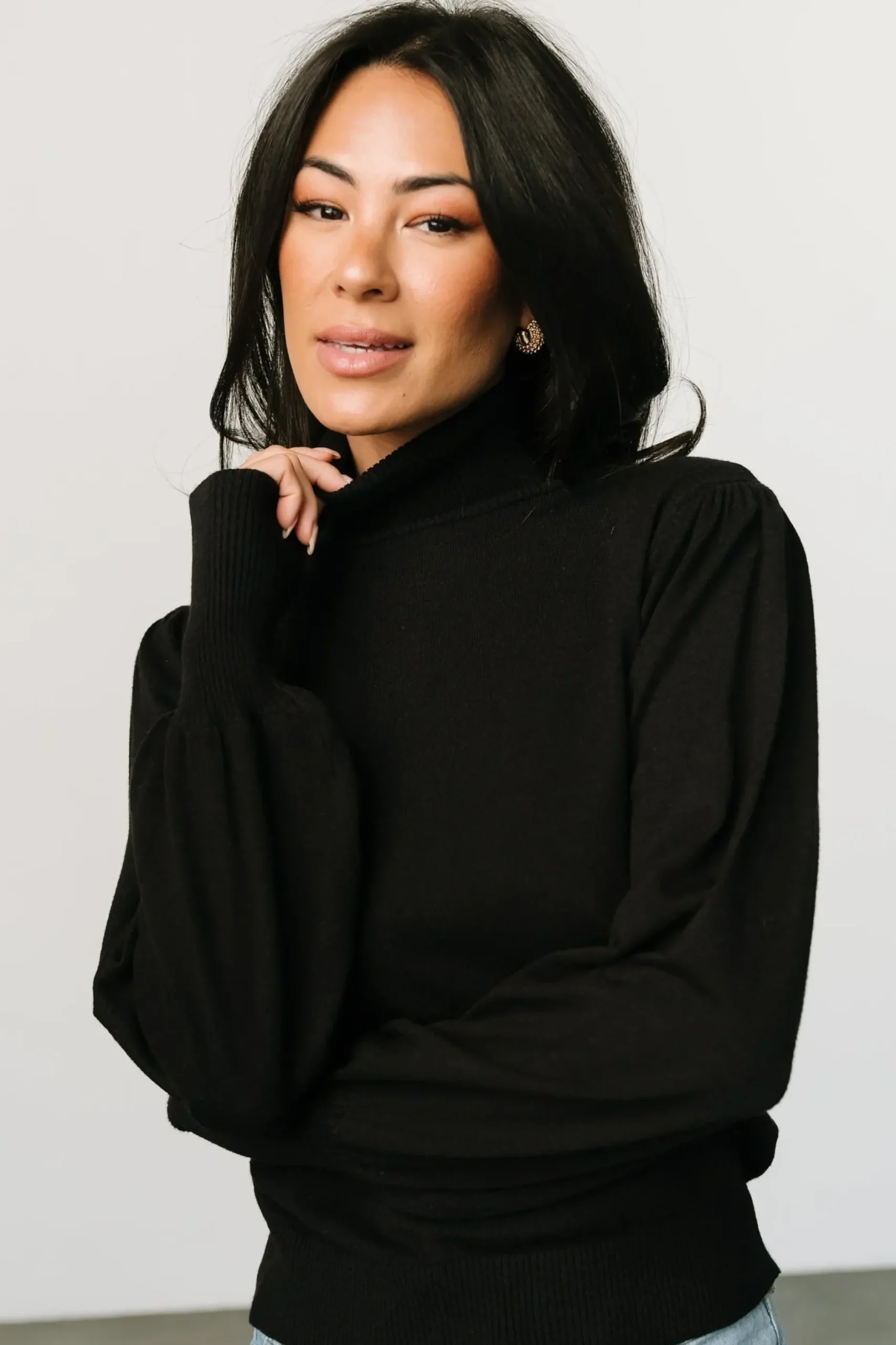 Baltic Born blouses + shirts|WINTER ESSENTIALS|Danica Turtleneck Knit Top | Black