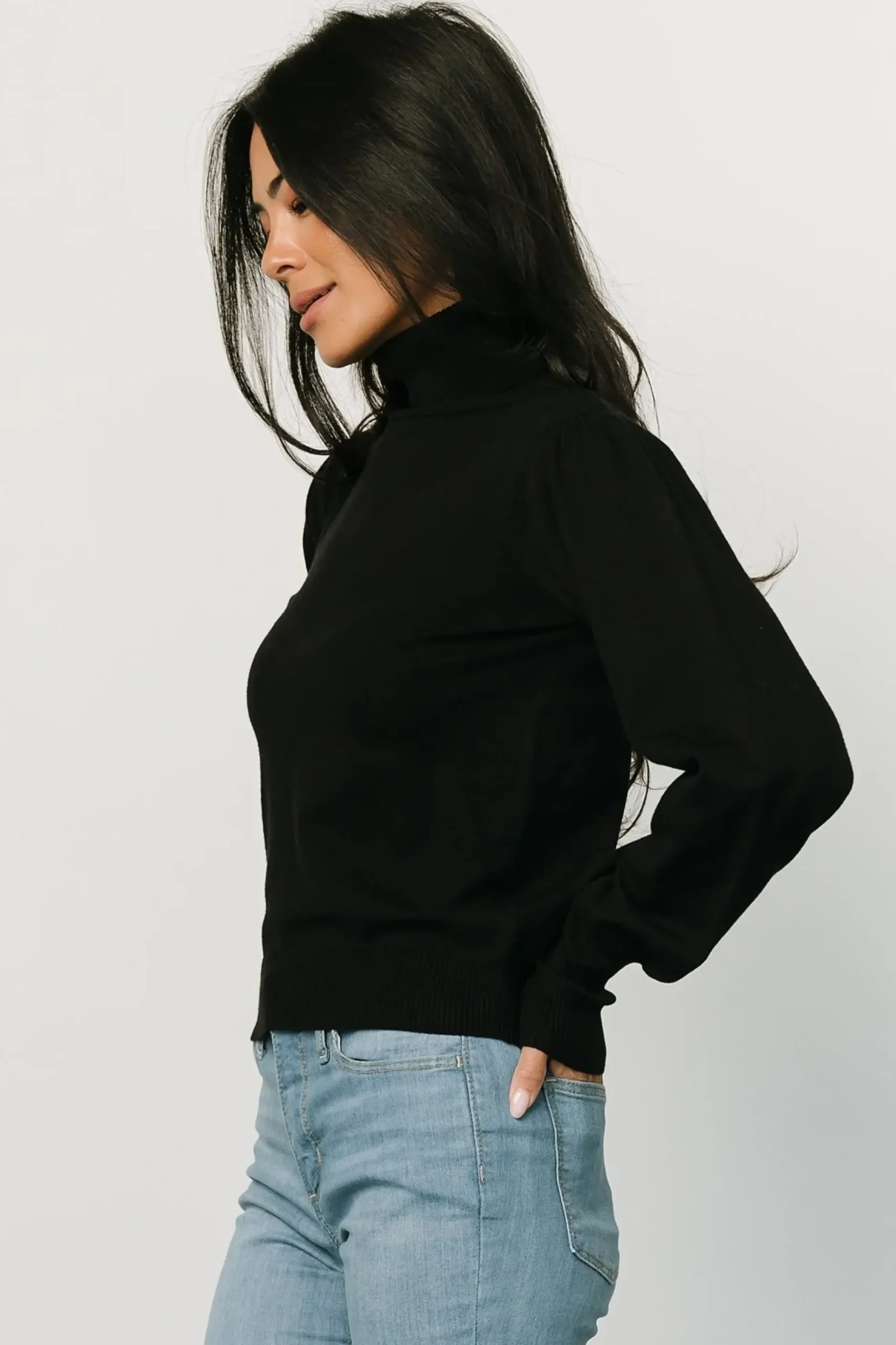 Baltic Born blouses + shirts|WINTER ESSENTIALS|Danica Turtleneck Knit Top | Black