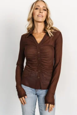 Baltic Born blouses + shirts|Dax Mesh Top | Chocolate