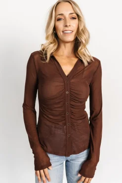 Baltic Born blouses + shirts|Dax Mesh Top | Chocolate