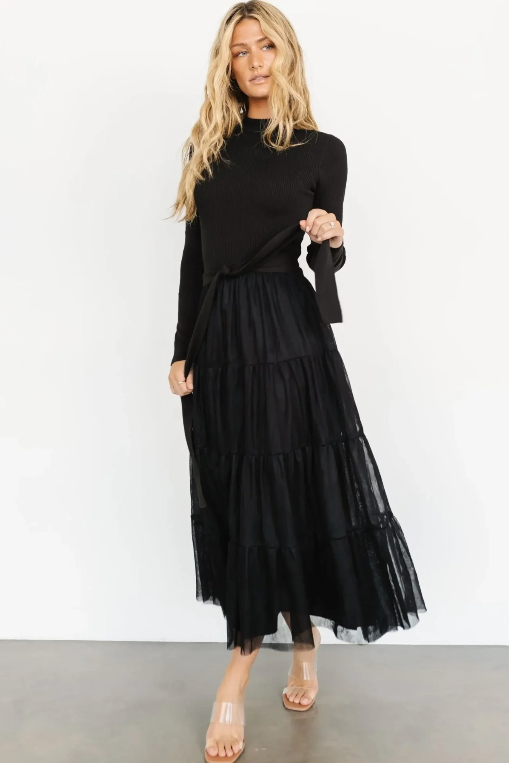 Baltic Born maxi dresses|WEDDING SUITE|Demi Sweater Tulle Dress | Black