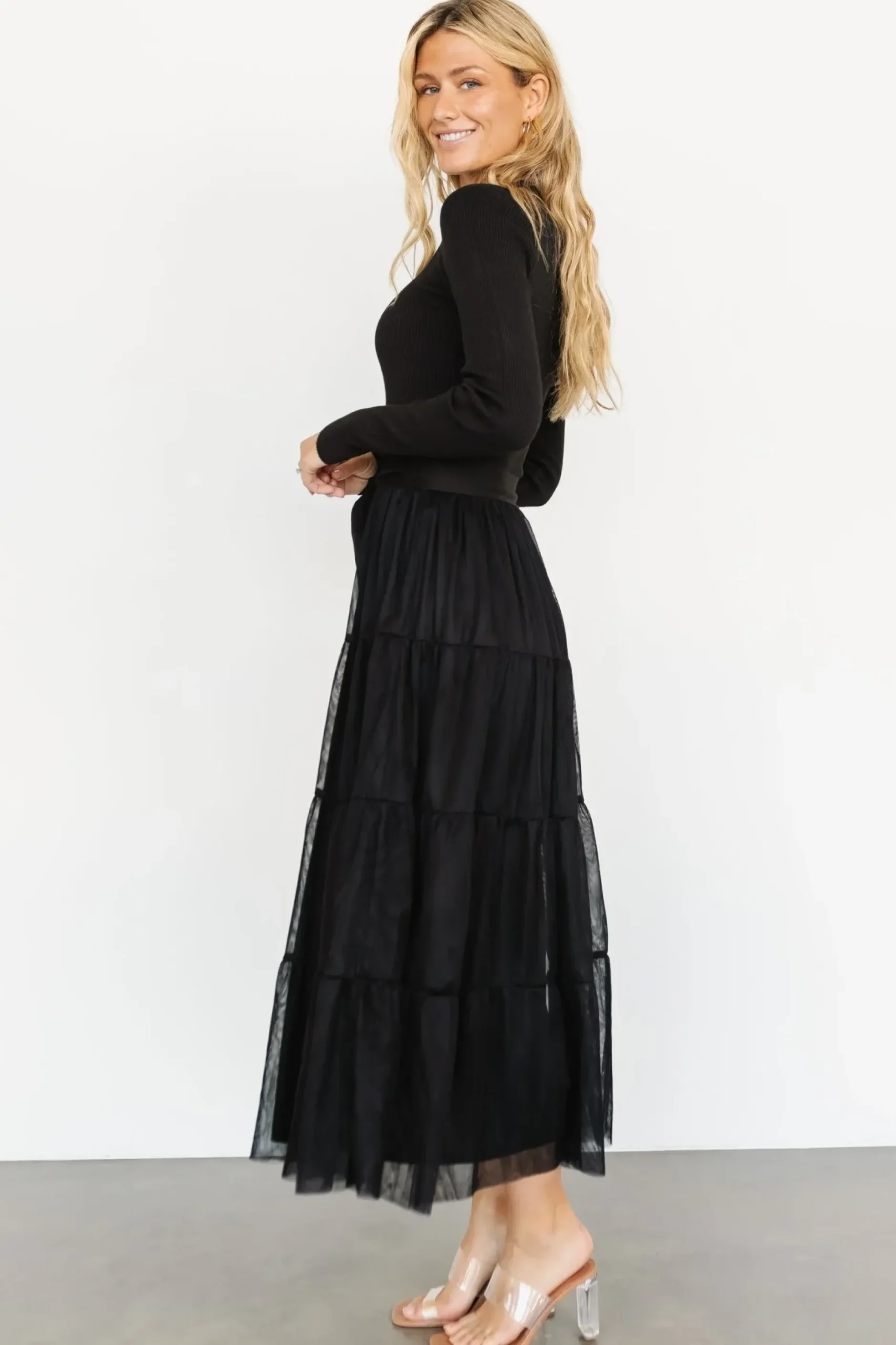 Baltic Born maxi dresses|WEDDING SUITE|Demi Sweater Tulle Dress | Black