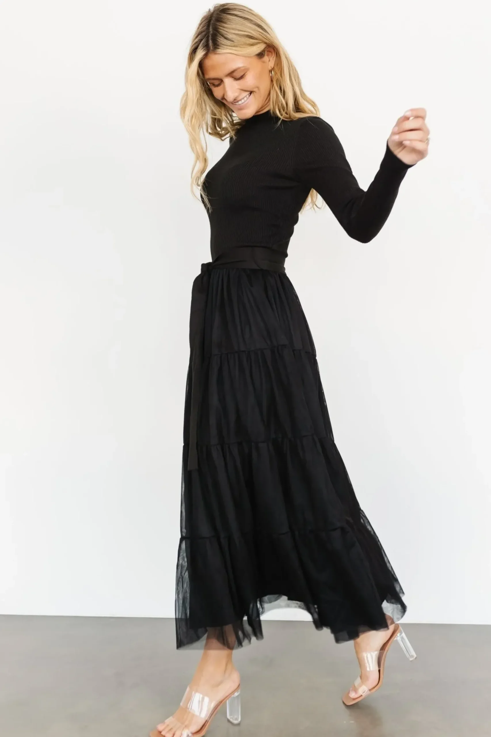 Baltic Born maxi dresses|WEDDING SUITE|Demi Sweater Tulle Dress | Black