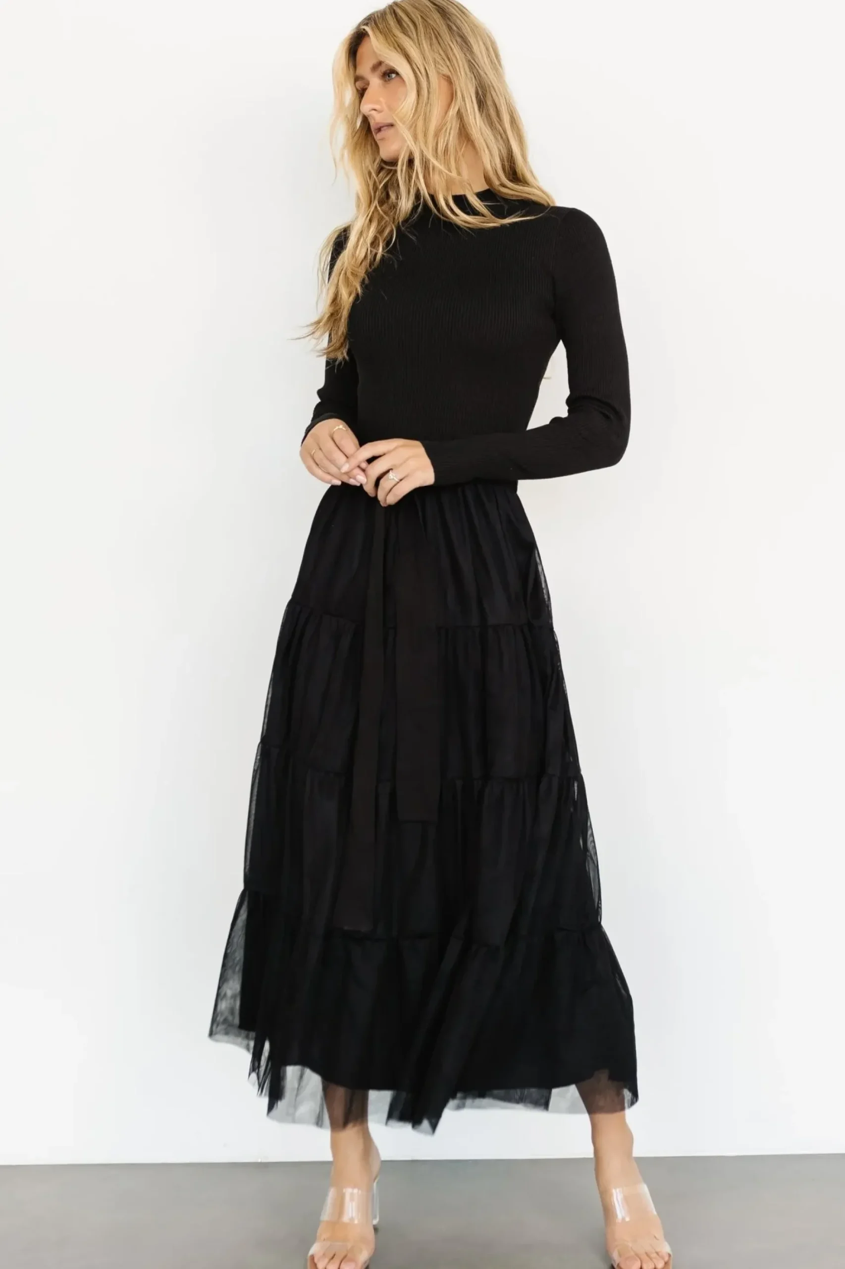Baltic Born maxi dresses|WEDDING SUITE|Demi Sweater Tulle Dress | Black