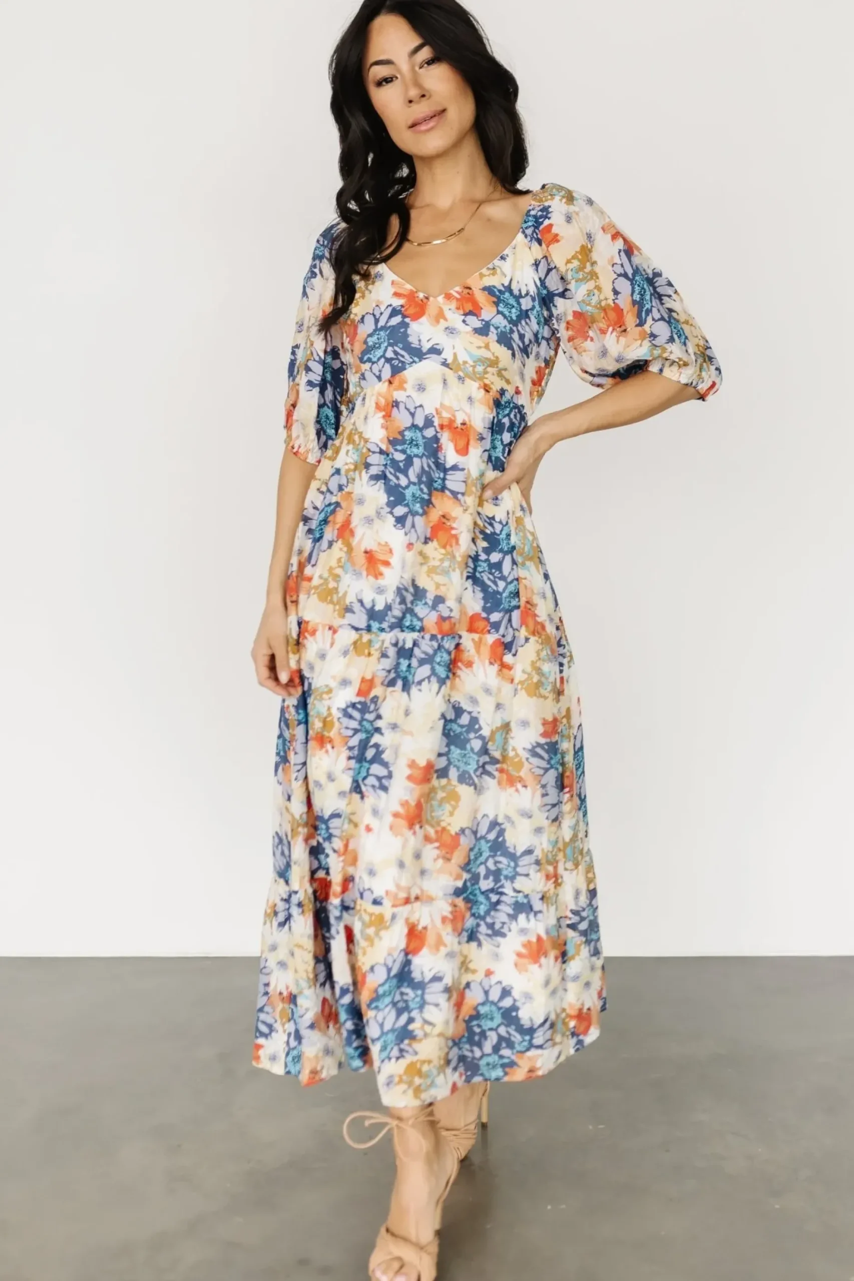 Baltic Born midi dresses|bump friendly|Denton Midi Dress | Blue Multi